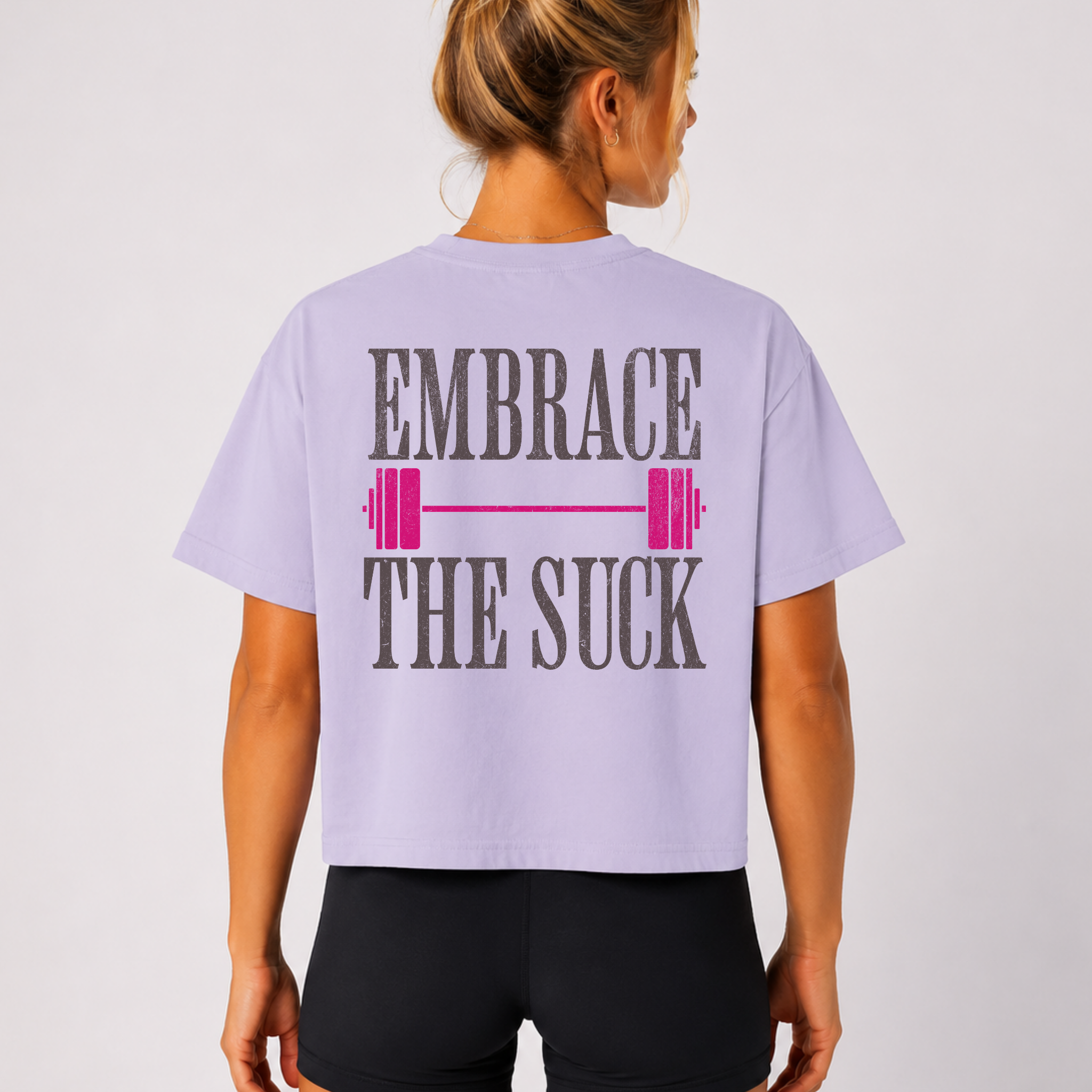 Embrace the Suck Workout Crop Top | Gym Motivation T-shirt