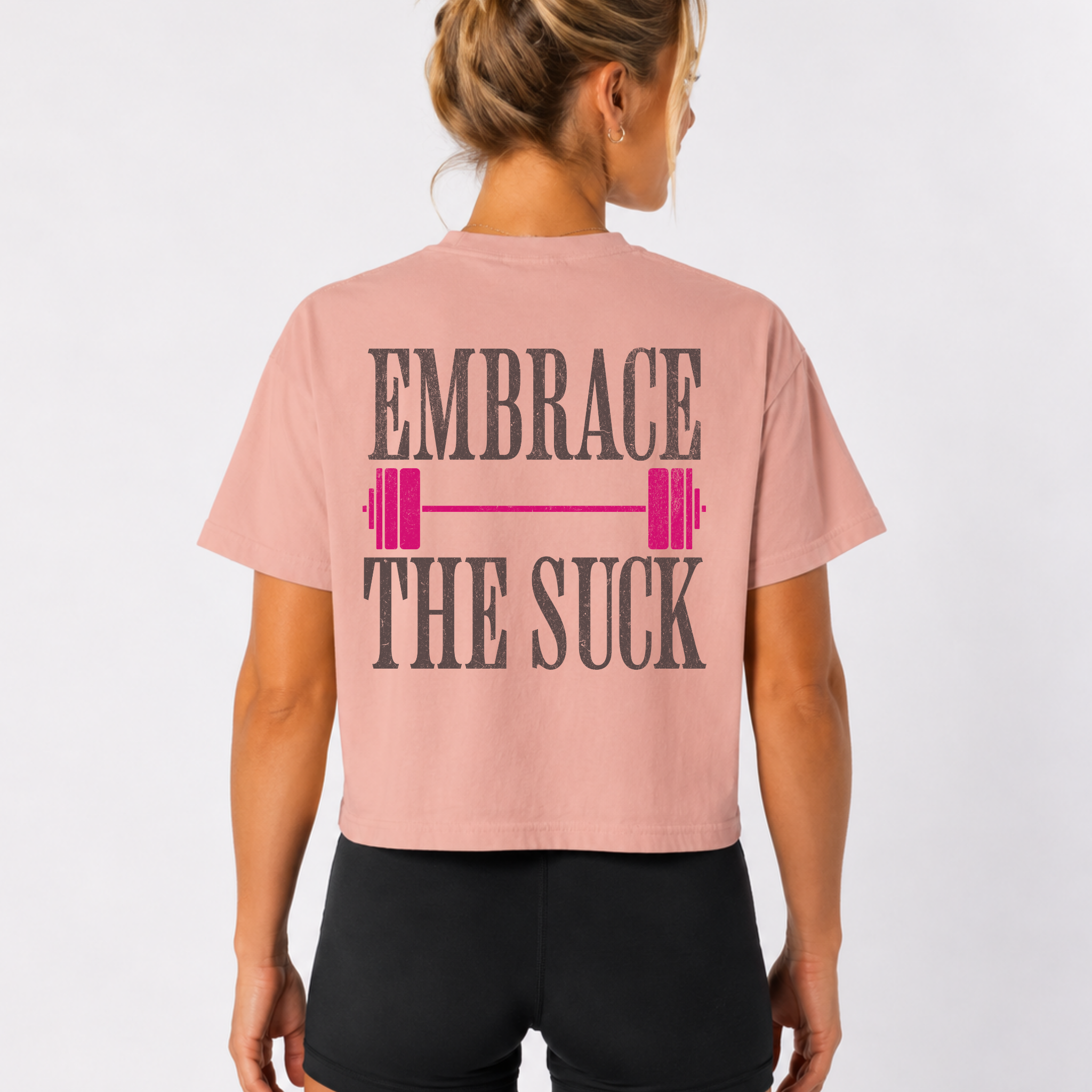 Embrace the Suck Workout Crop Top | Gym Motivation T-shirt