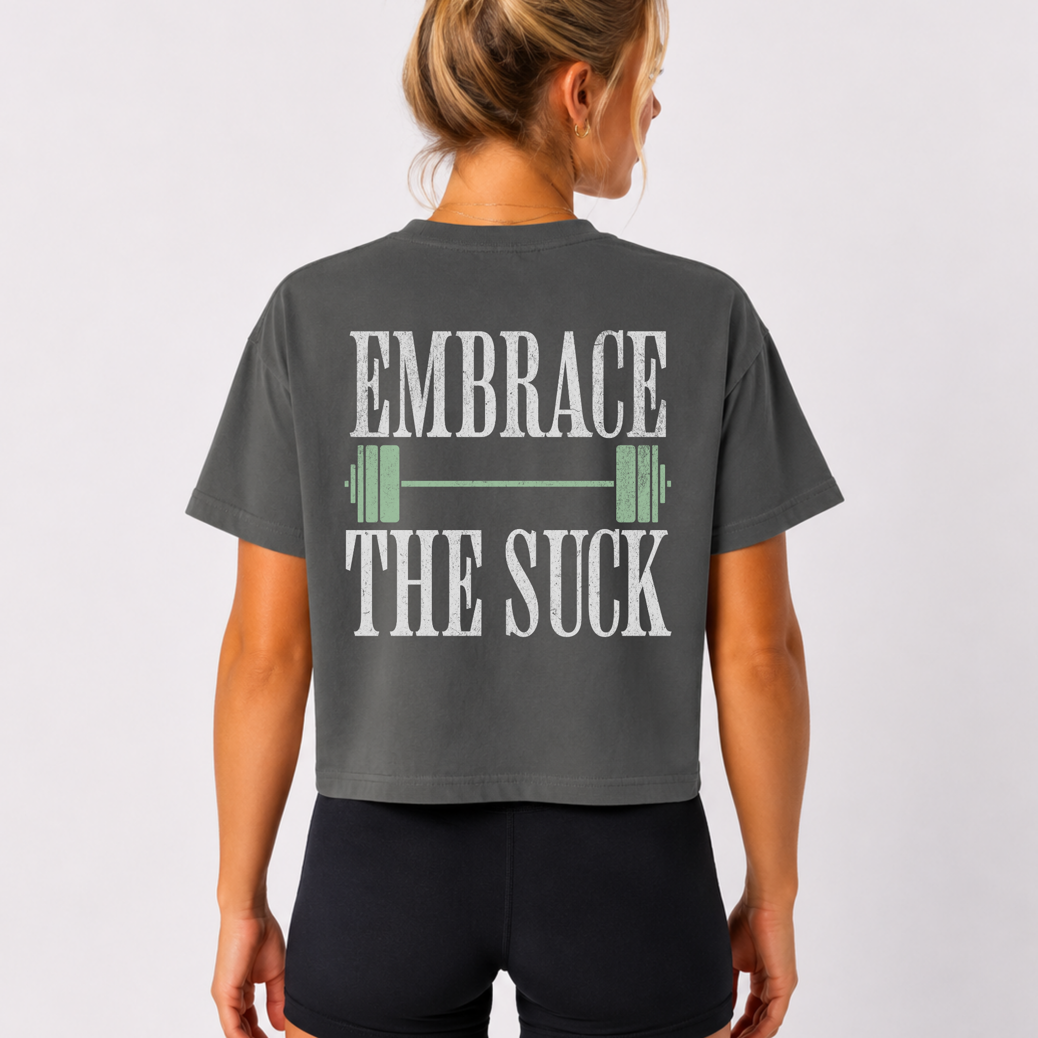 Embrace the Suck Workout Crop Top | Gym Motivation T-shirt