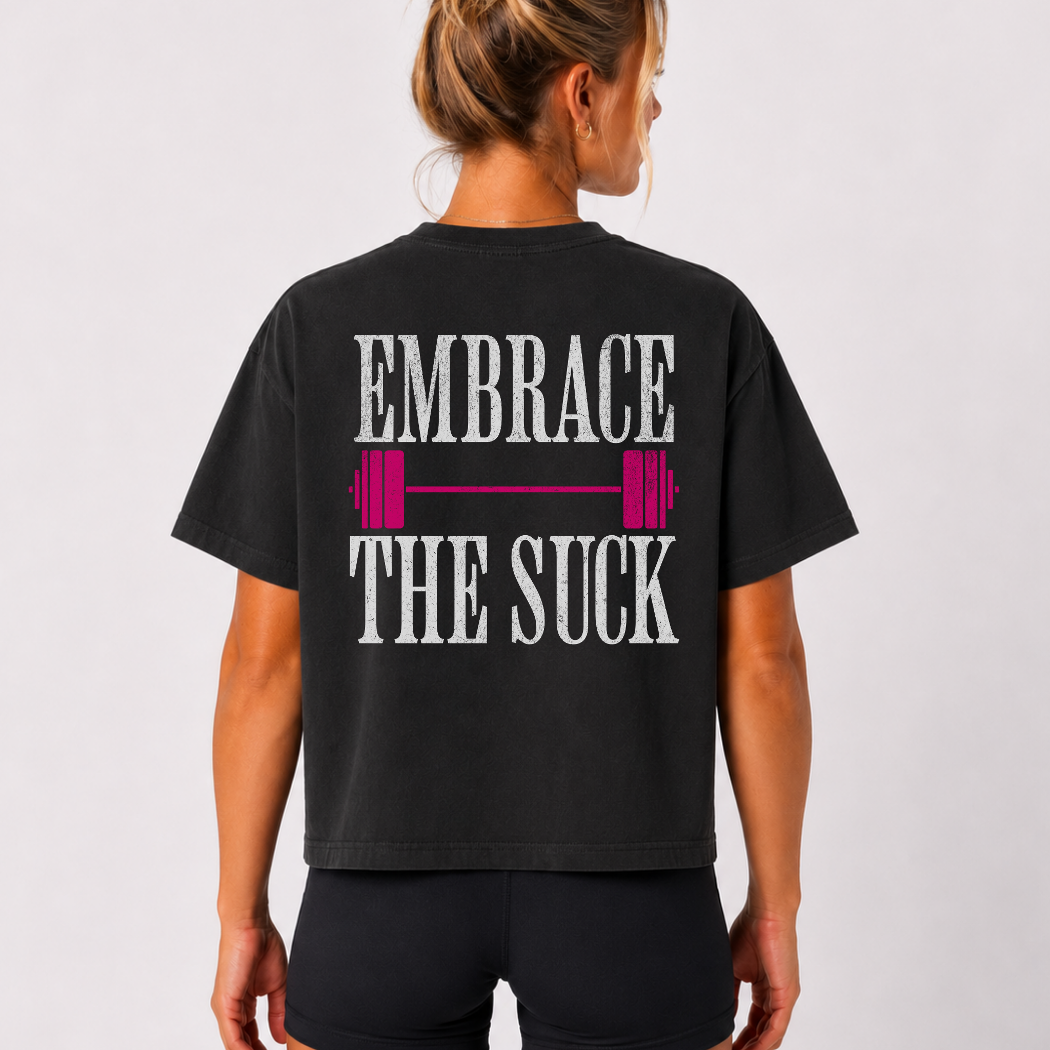 Embrace the Suck Workout Crop Top | Gym Motivation T-shirt