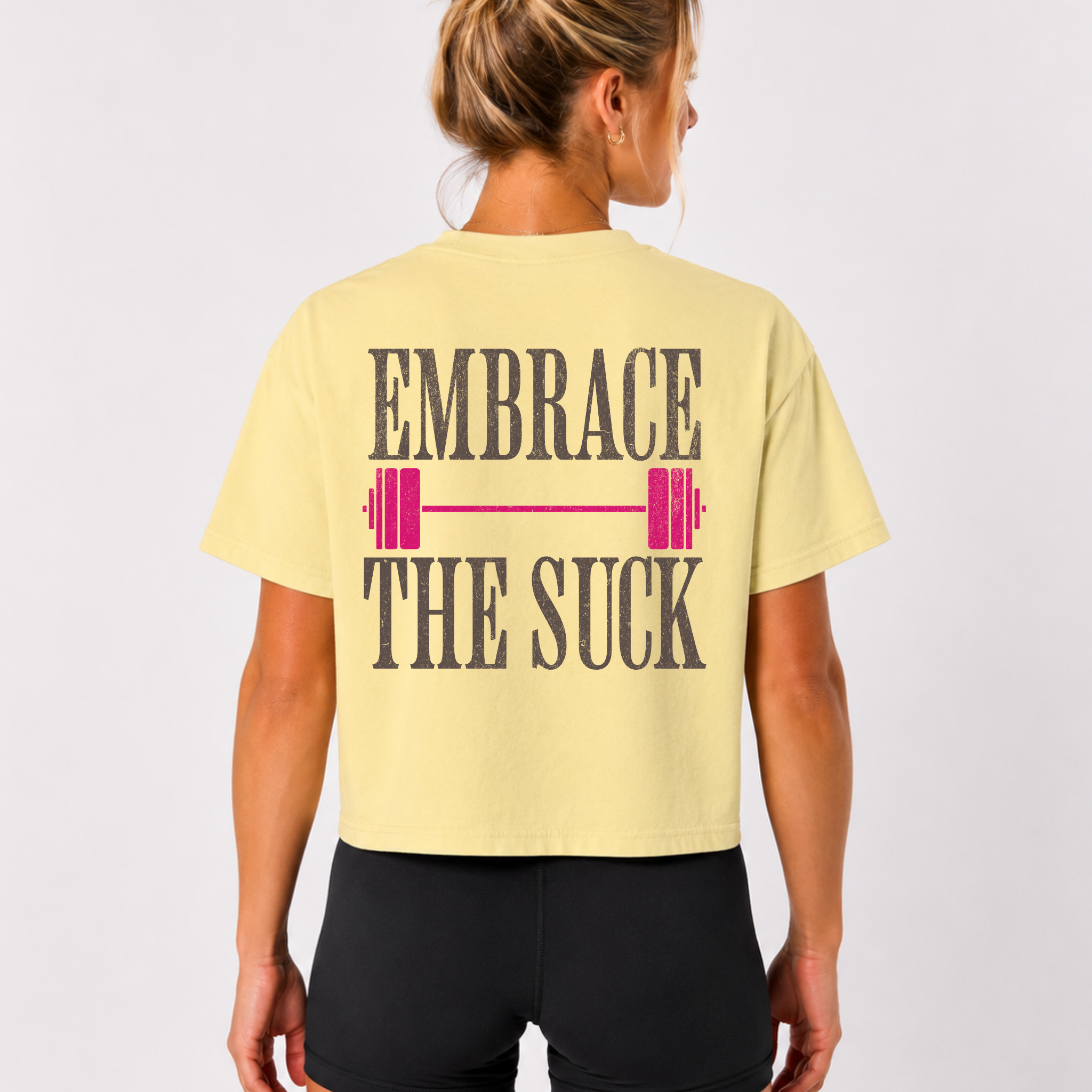 Embrace the Suck Workout Crop Top | Gym Motivation T-shirt