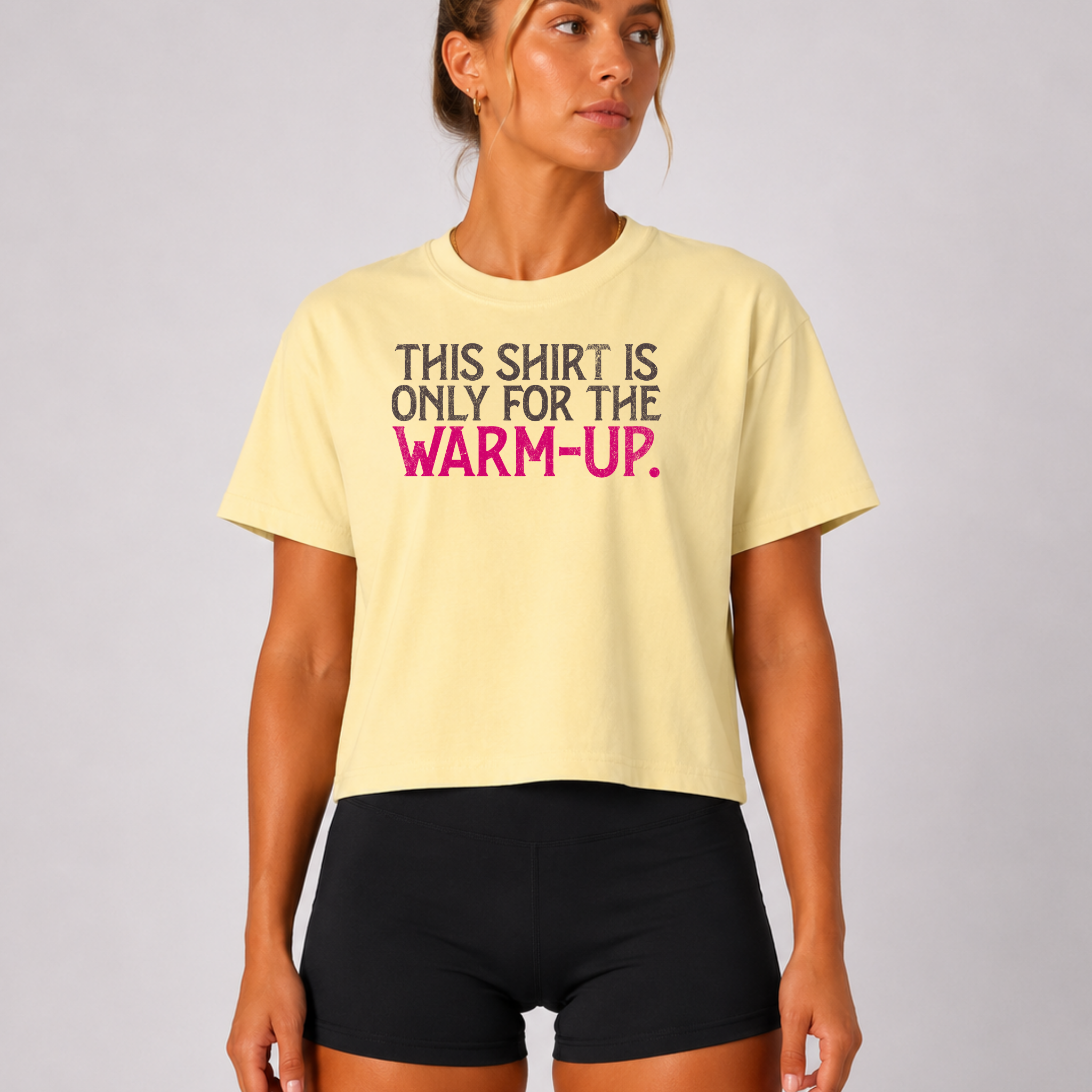 This Shirt Is Only For The Warm-Up Boxy T-shirt | Crossfit Workout Crop Top