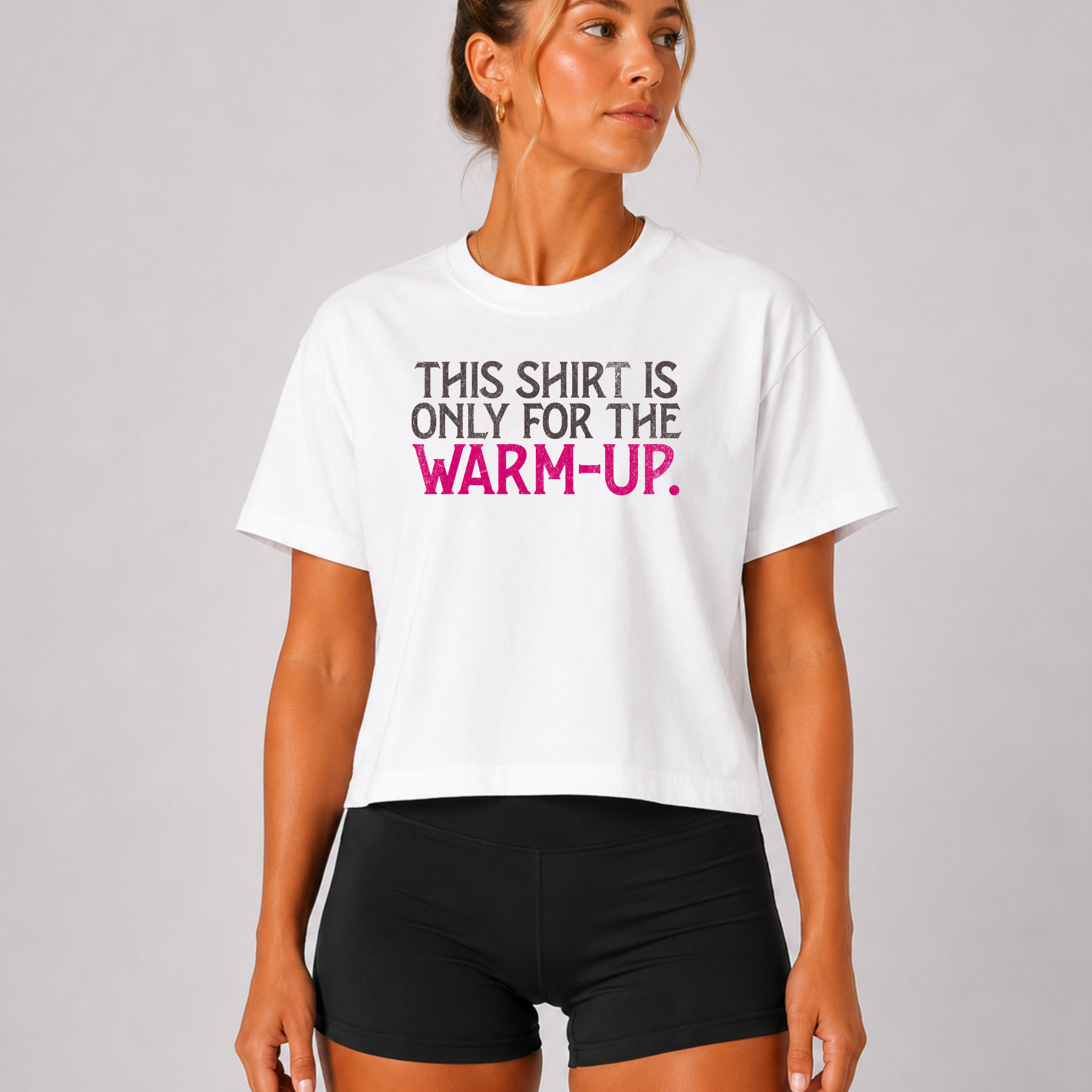 This Shirt Is Only For The Warm-Up Boxy T-shirt | Crossfit Workout Crop Top