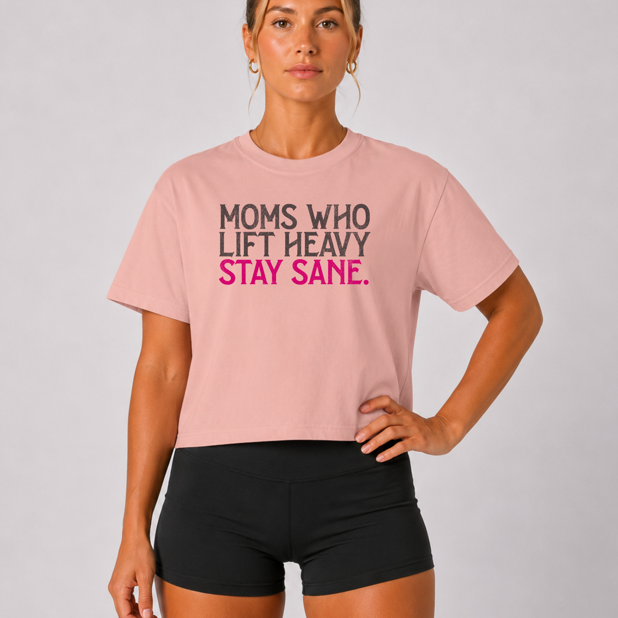 Moms Who Lift Heavy Stay Sane Boxy T-shirt | Fit Mom Workout Crop Top