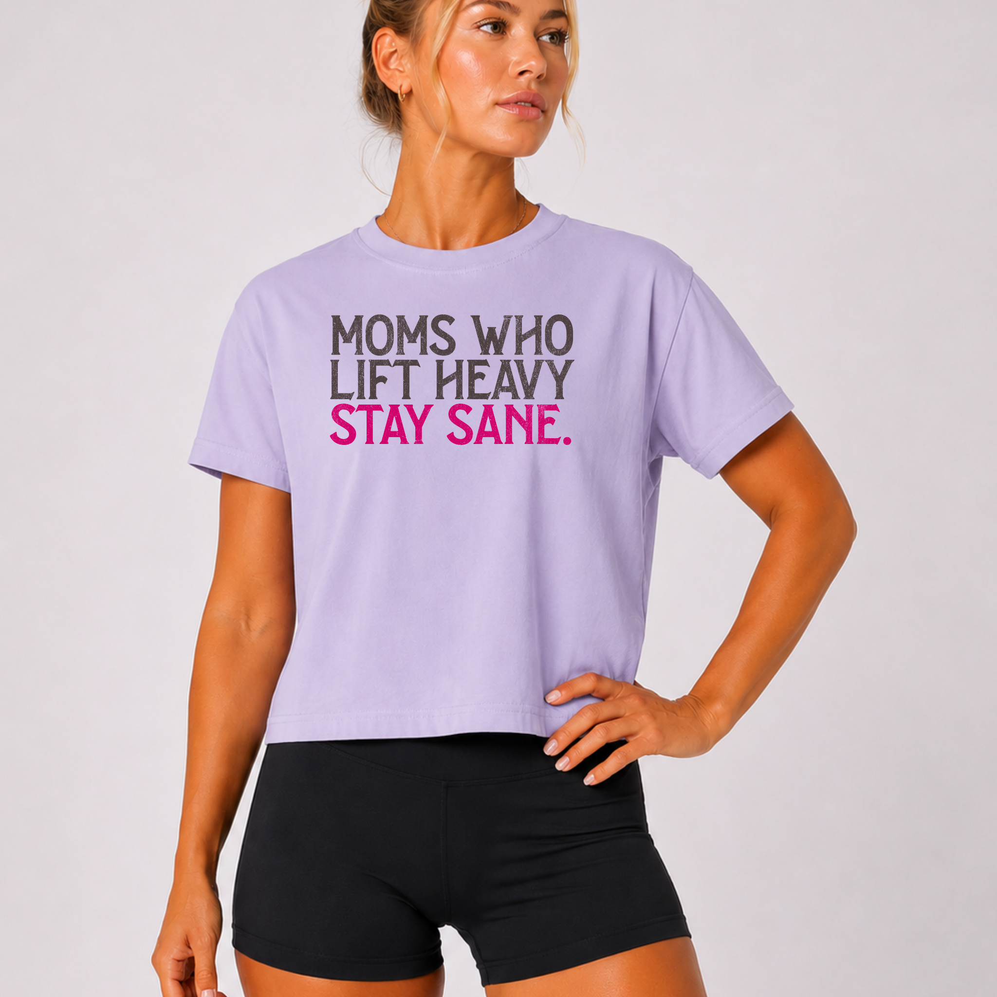 Moms Who Lift Heavy Stay Sane Boxy T-shirt | Fit Mom Workout Crop Top