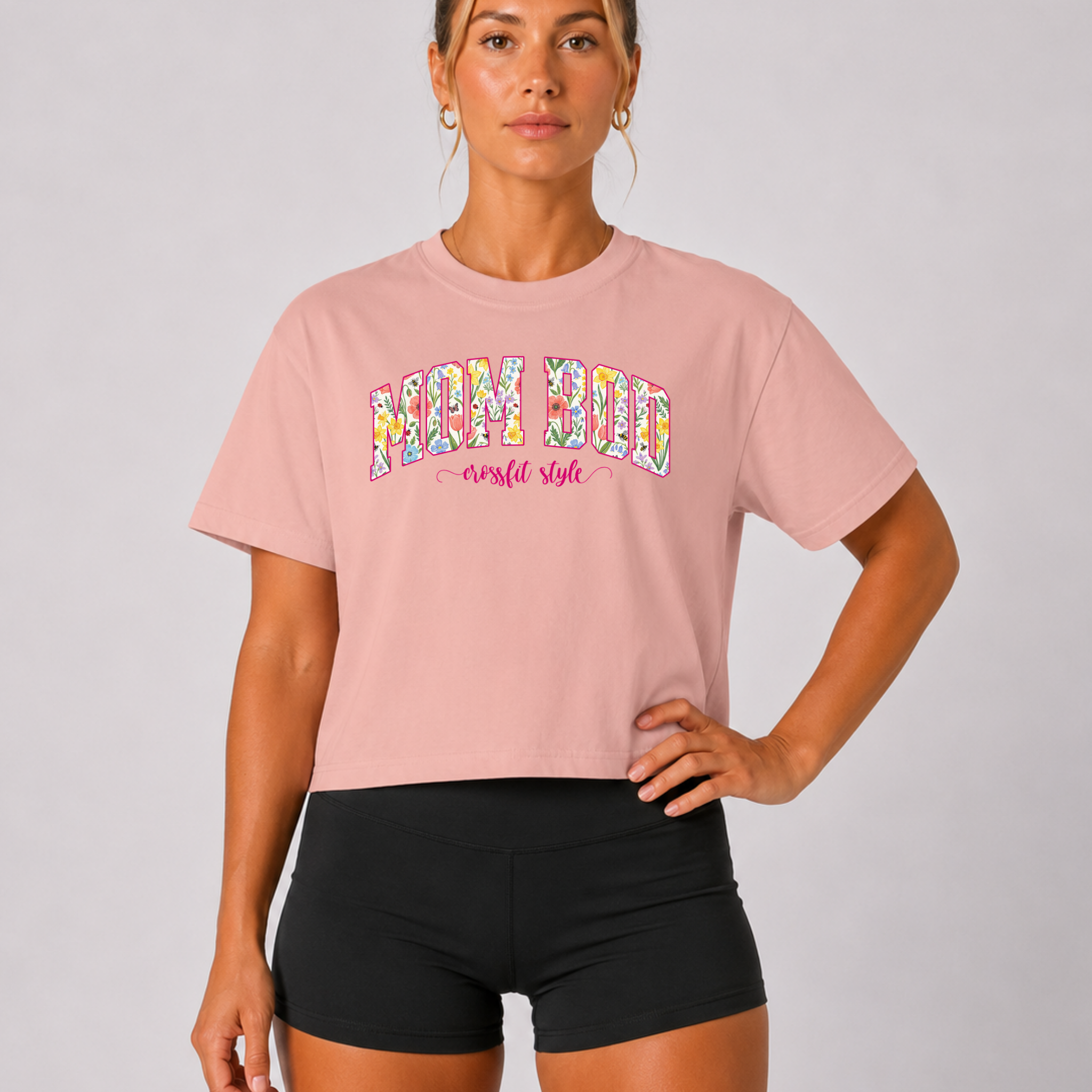 Mom Bod CrossFit Style Boxy T-shirt | Fit Mama Workout Crop Top