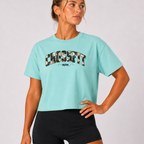 Crossfit Mom Dark Floral Boxy Tee | Fit Mama Workout Crop Top