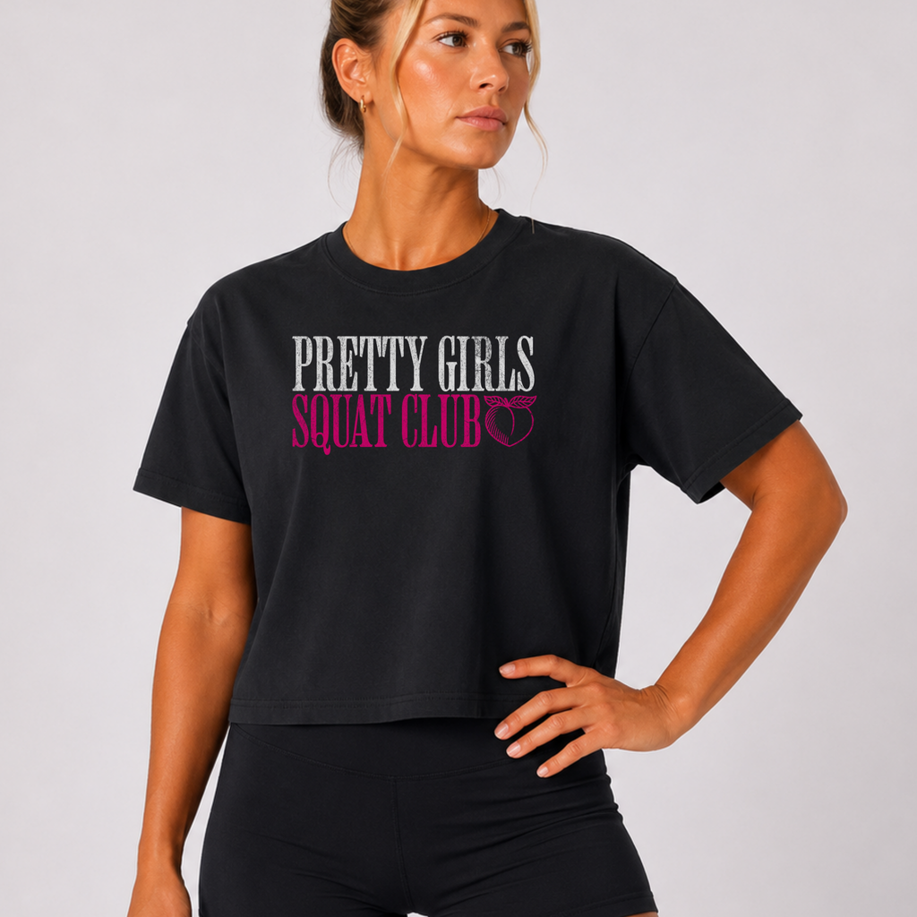 I Heart Squats Boxy Tee | Gym Humor Women's Crop Shirt