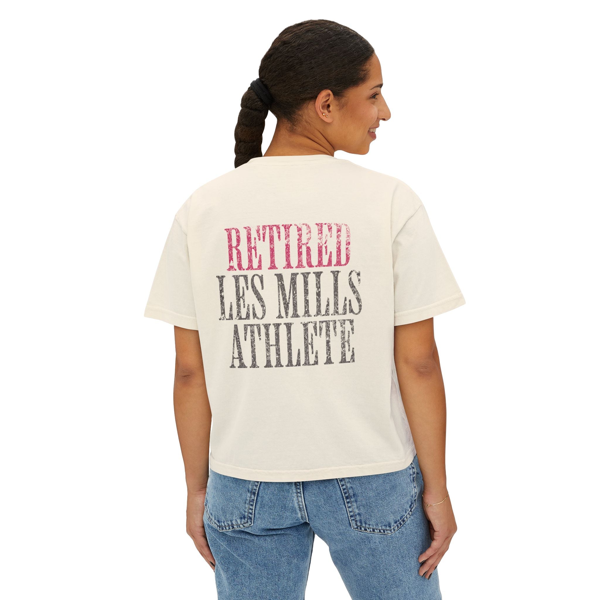 Retired Les Mills Athlete Boxy Tee | Women's Workout Humor Crop Top