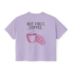 But First Coffee Skeleton Crop Top | Pretty Girls Squat Club Boxy Tee