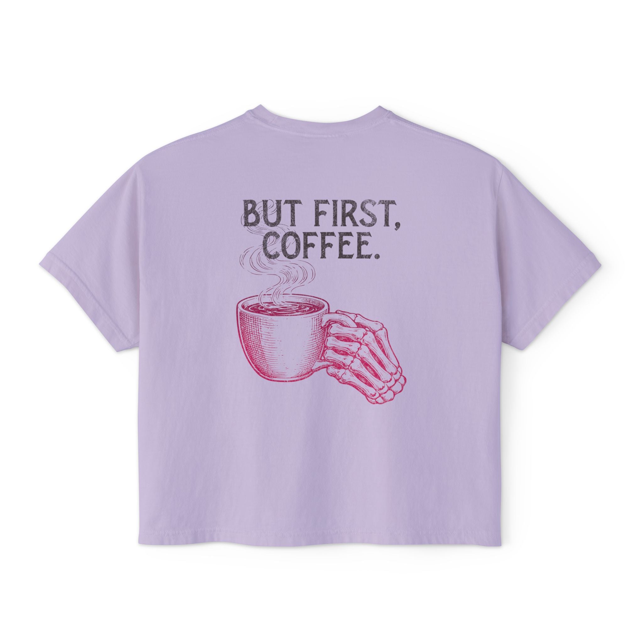 But First Coffee Skeleton Crop Top | Pretty Girls Squat Club Boxy Tee
