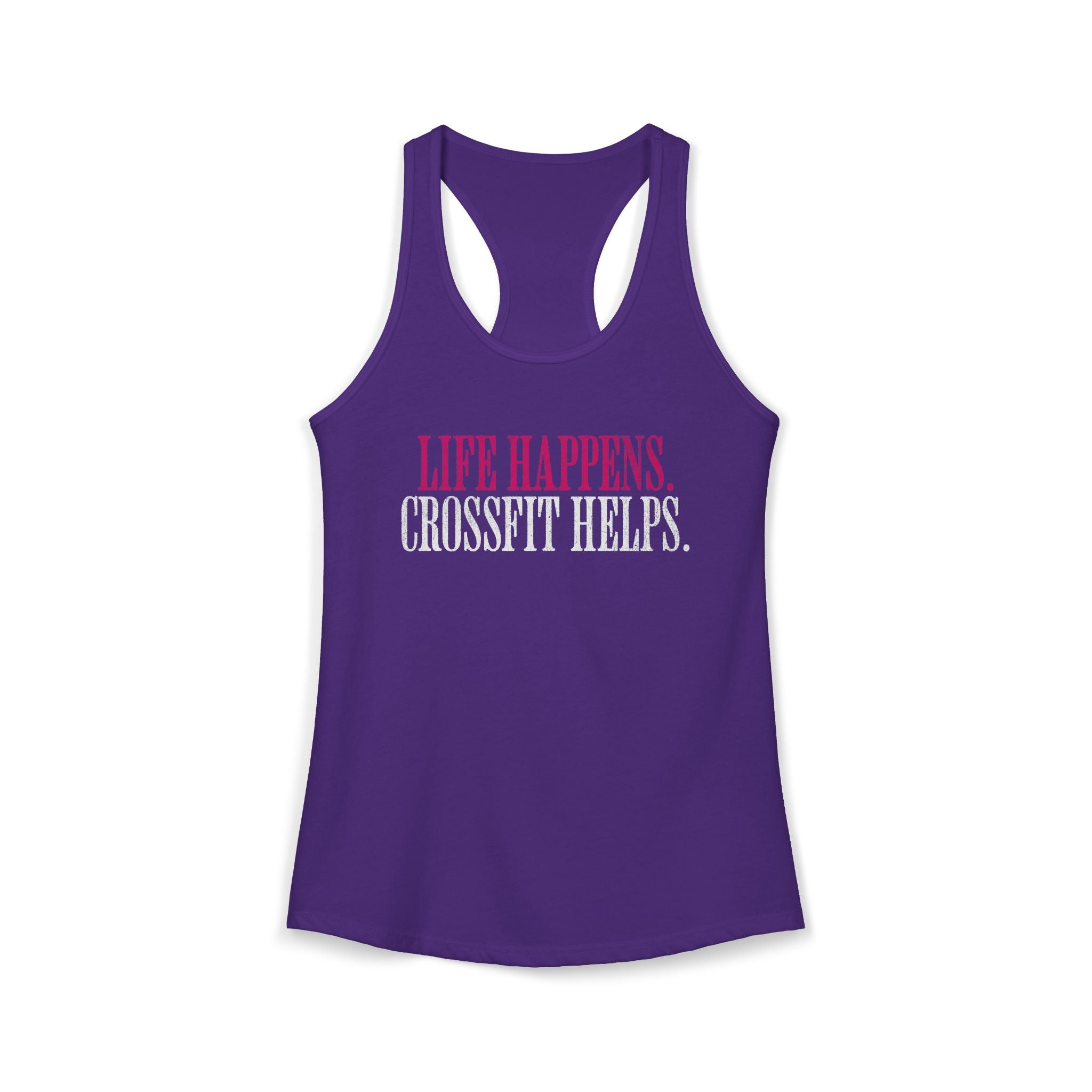 Life Happens Crossfit Helps Racerback Tank | Funny Women's Gym Workout Top