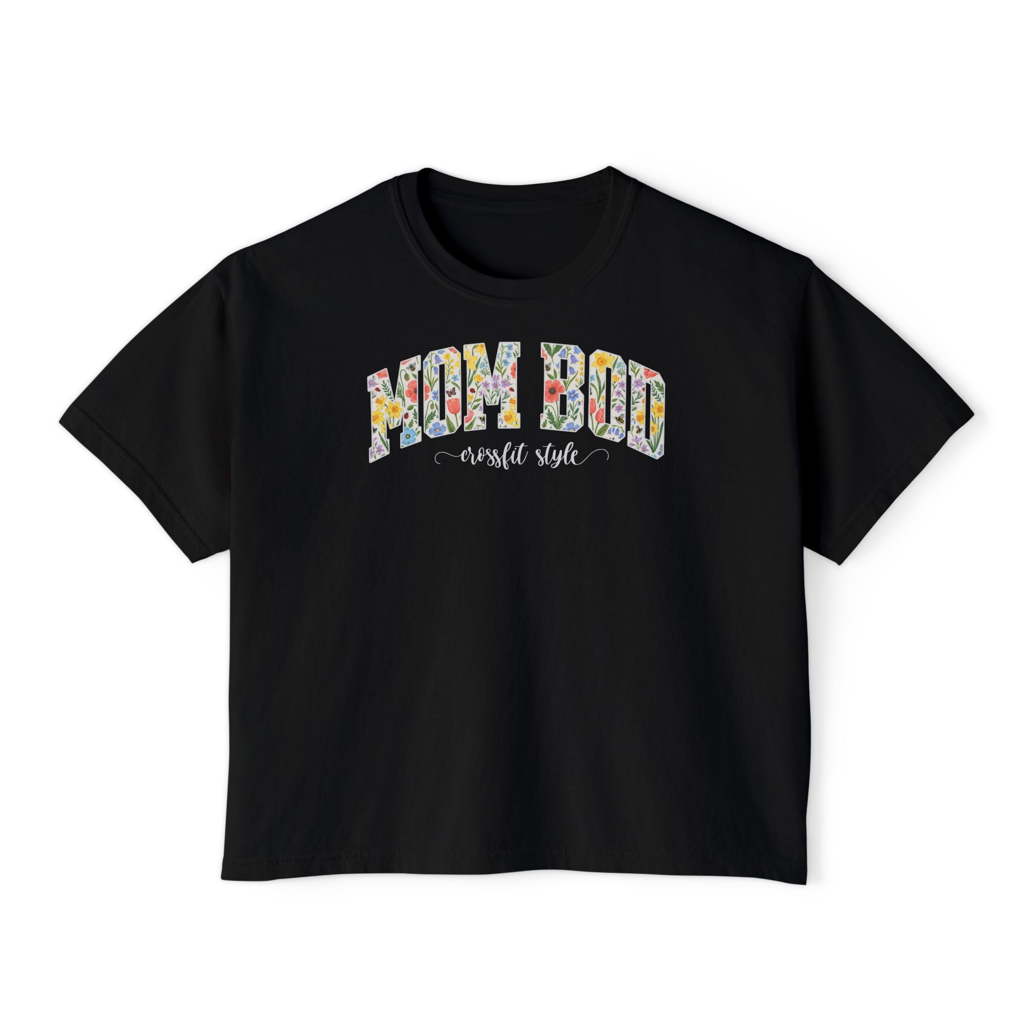 Mom Bod CrossFit Style Boxy Tee | Fit Mama Workout Crop Top