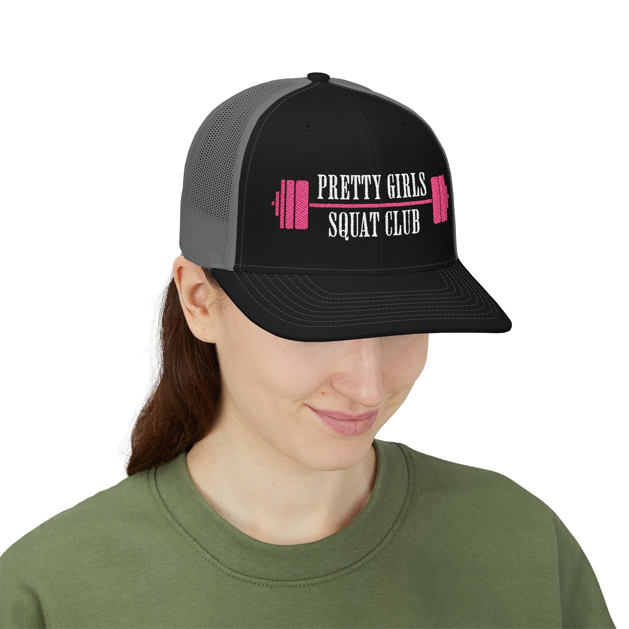 Pretty Girls Squat Club Snapback Cap | Embroidered Fitness Trucker Hat