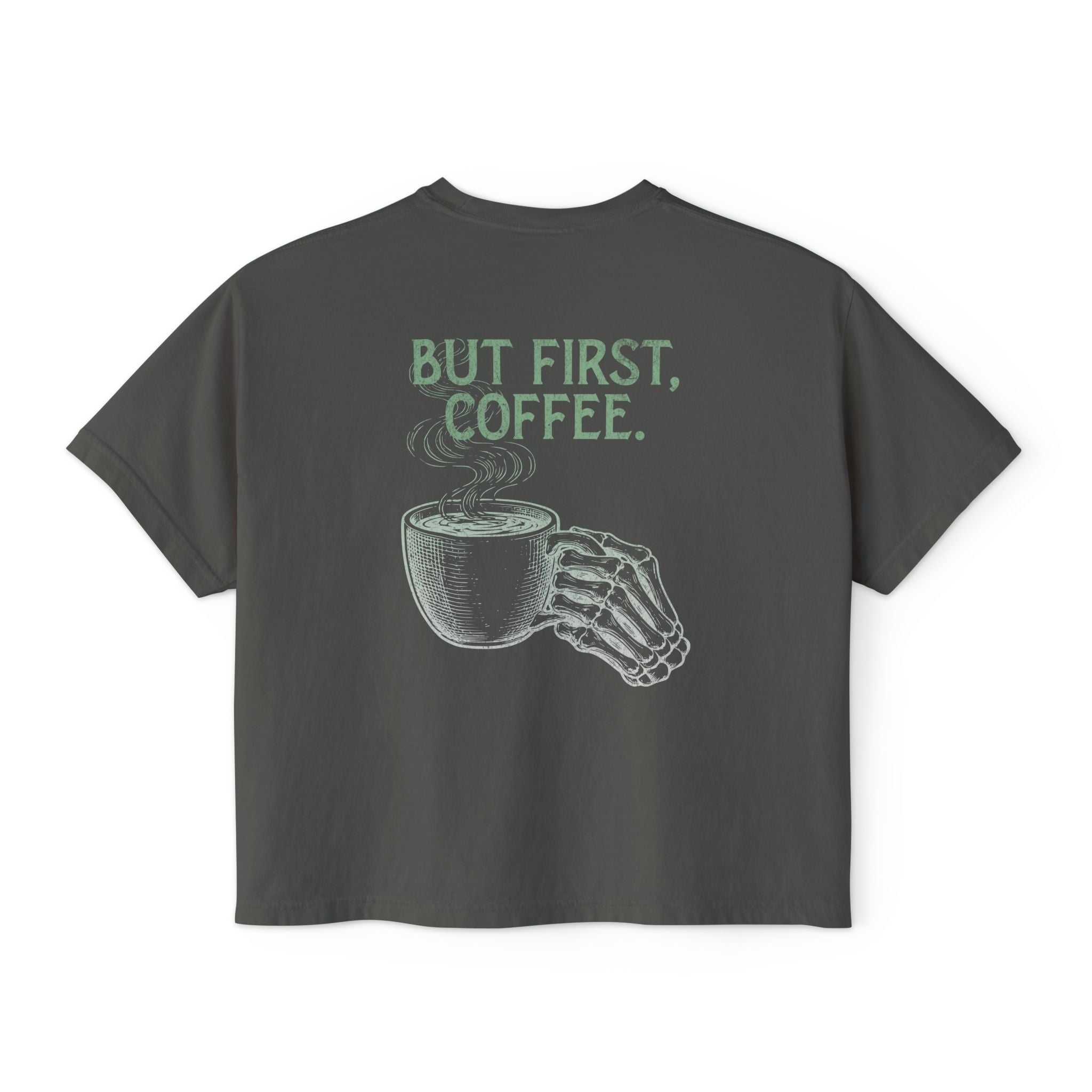 But First Coffee Skeleton Crop Top | Pretty Girls Squat Club Boxy Tee