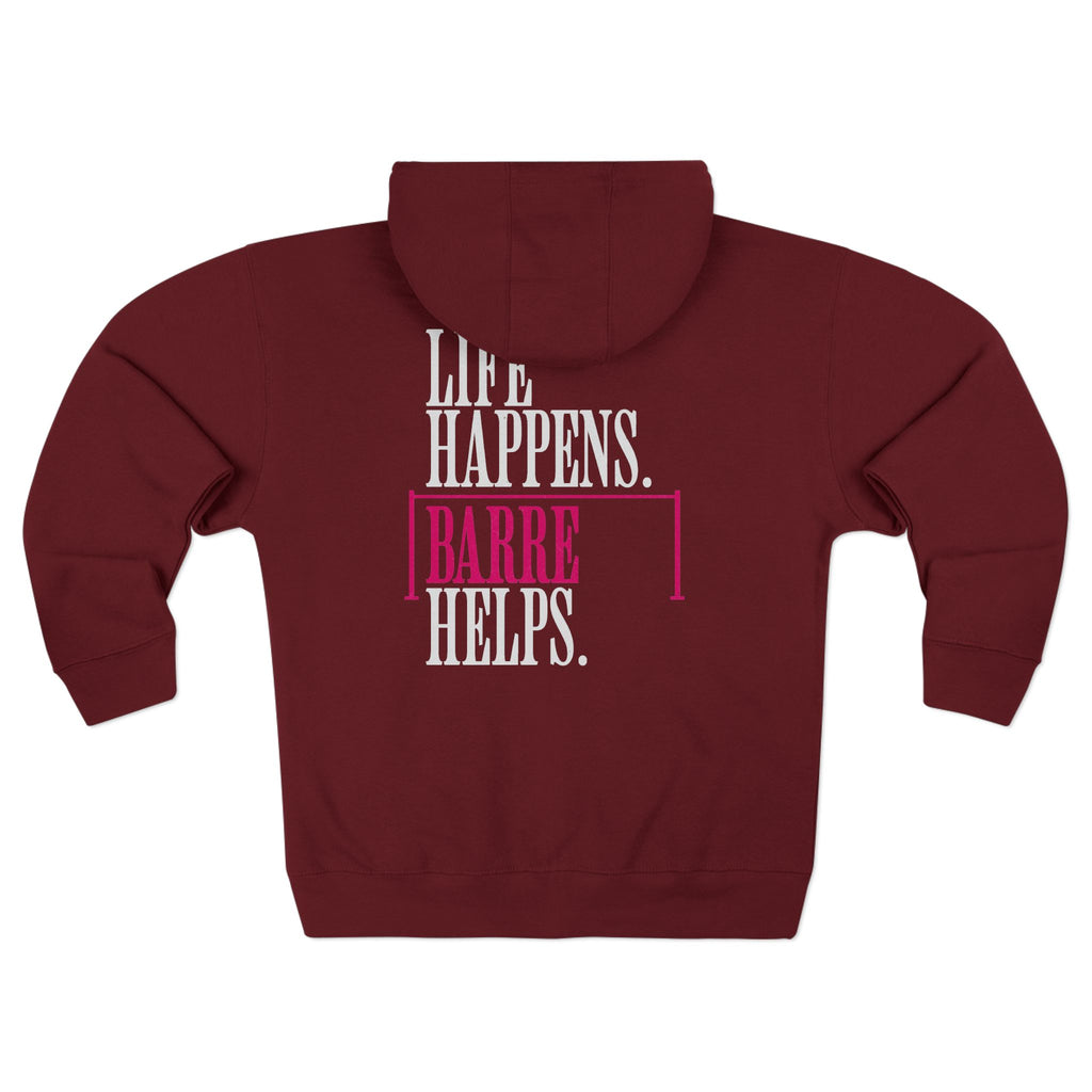 Life Happen Barre Helps Zip Up Hoodie | Women Motivation Workout Sweatshirt