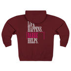 Life Happen Barre Helps Zip Up Hoodie | Women Motivation Workout Sweatshirt