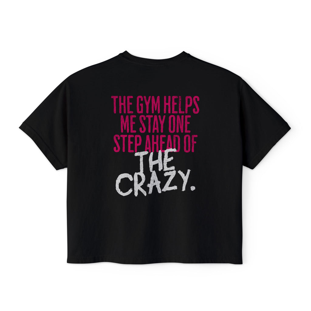 The Gym Helps Me Boxy T-shirt | Funny Women's Gym Crop T-shirt
