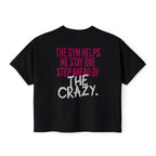 The Gym Helps Me Boxy T-shirt | Funny Women's Gym Crop T-shirt