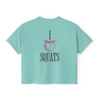 I Heart Squats Boxy Tee | Gym Humor Women's Crop Shirt