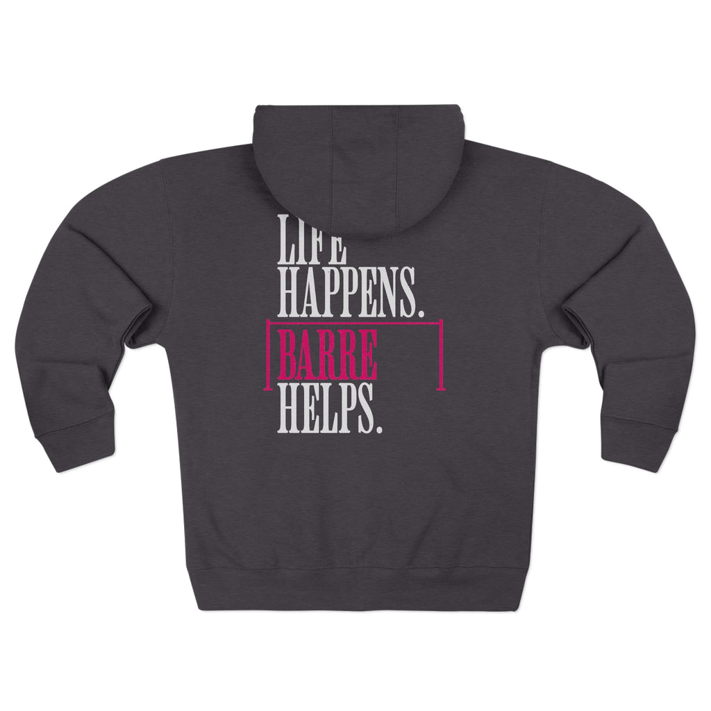 Life Happen Barre Helps Zip Up Hoodie | Women Motivation Workout Sweatshirt