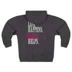 Life Happen Barre Helps Zip Up Hoodie | Women Motivation Workout Sweatshirt