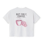 But First Coffee Skeleton Crop Top | Pretty Girls Squat Club Boxy Tee