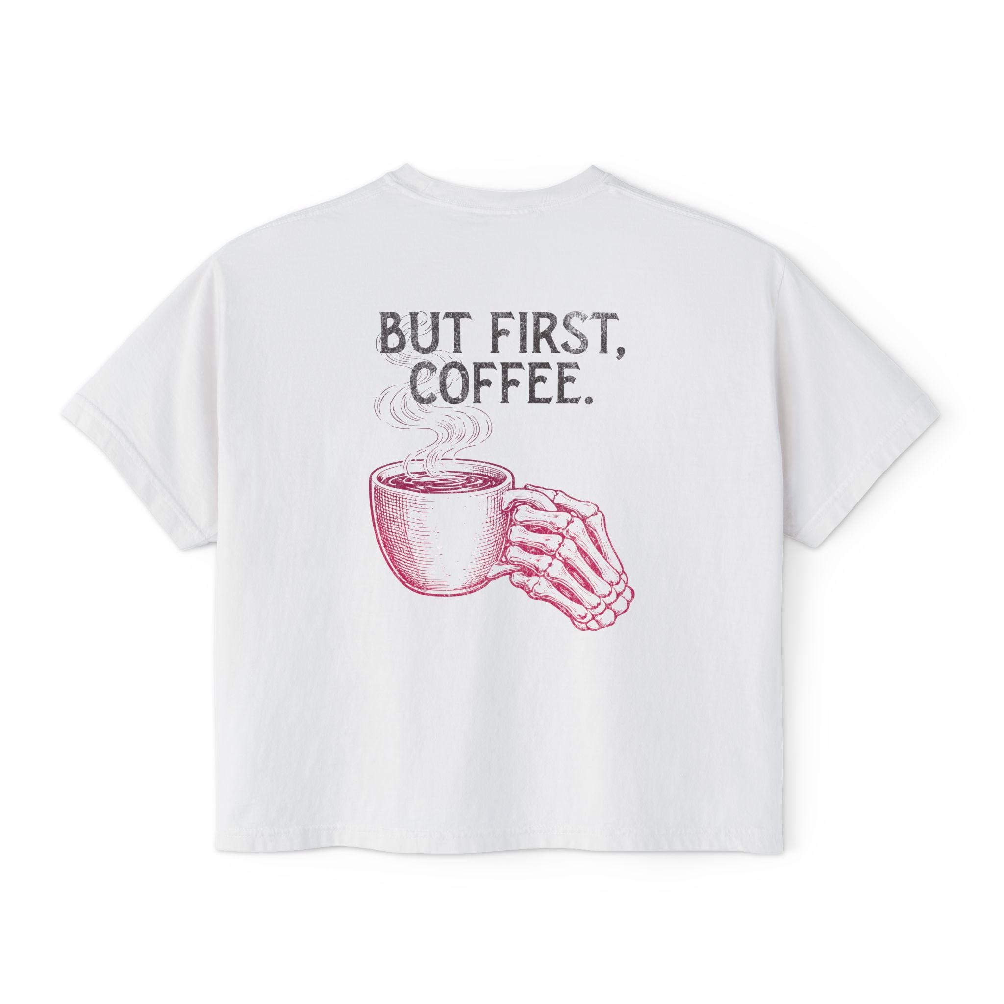 But First Coffee Skeleton Crop Top | Pretty Girls Squat Club Boxy Tee