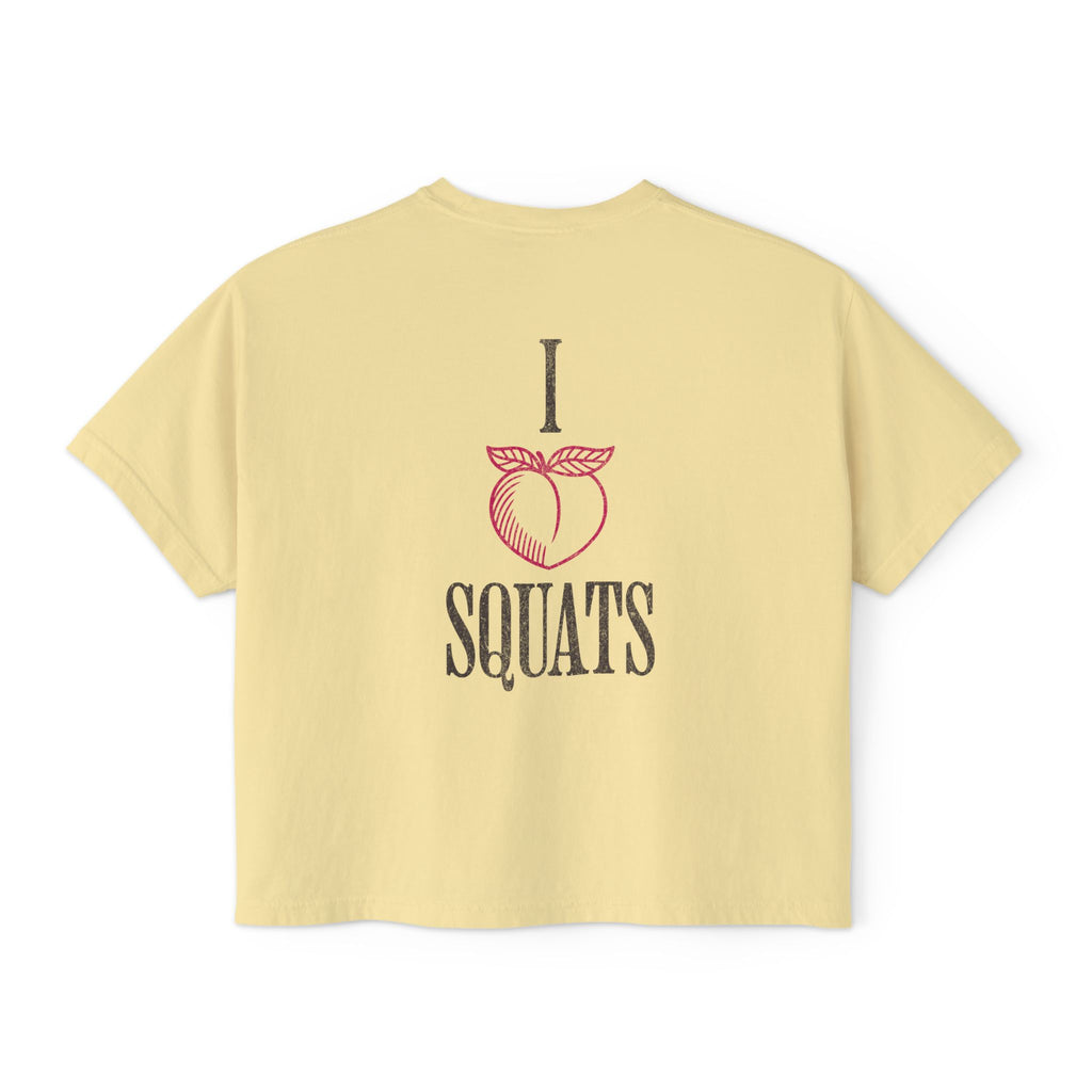I Heart Squats Boxy Tee | Gym Humor Women's Crop Shirt