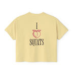 I Heart Squats Boxy Tee | Gym Humor Women's Crop Shirt