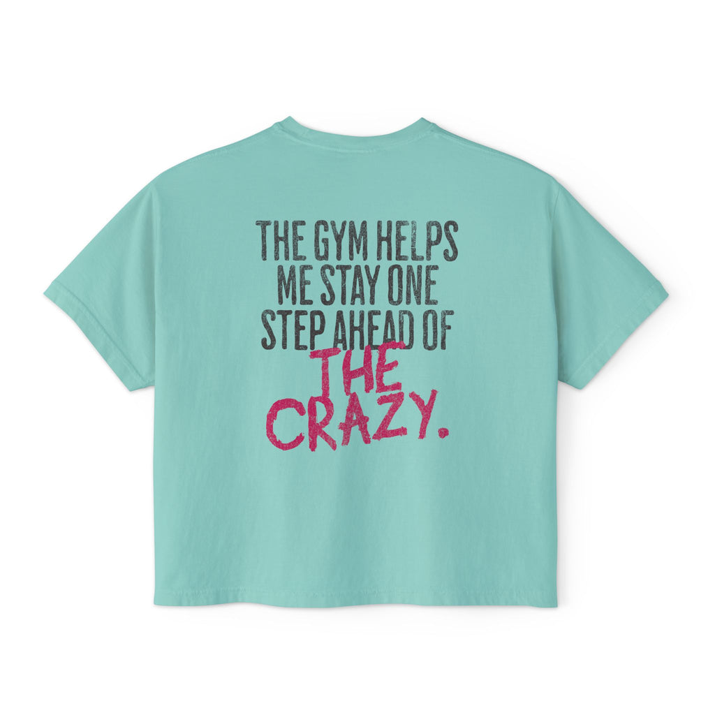 The Gym Helps Me Boxy T-shirt | Funny Women's Gym Crop T-shirt