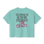 The Gym Helps Me Boxy T-shirt | Funny Women's Gym Crop T-shirt