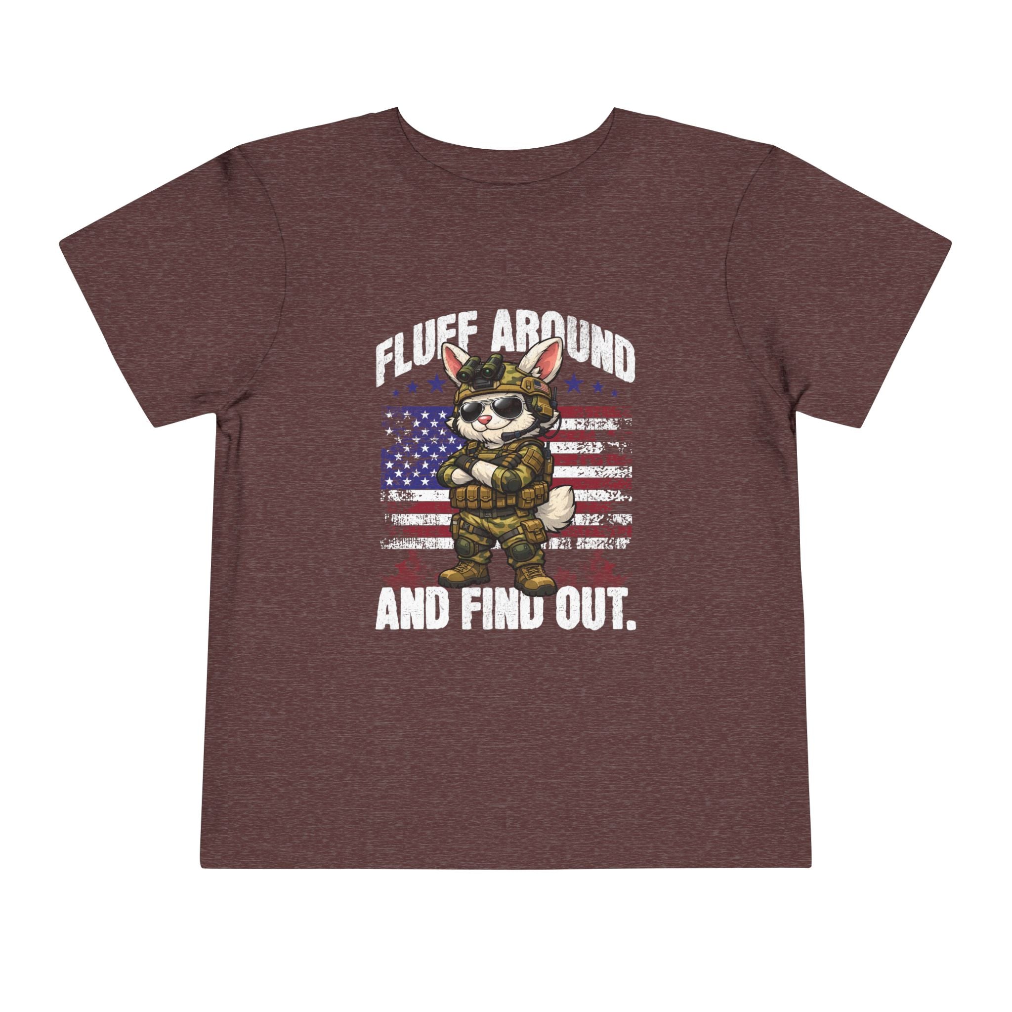 Fluff Around and Find Out toddler tee | Patriotic Bunny Soldier, American Flag
