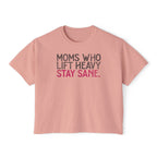 Moms Who Lift Heavy Stay Sane Boxy T-shirt | Fit Mom Workout Crop Top