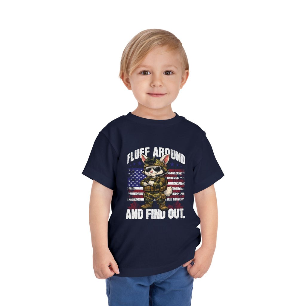 Fluff Around and Find Out toddler Tee | American Rabbit Soldier, Easter Bunny Patriotic Shirt