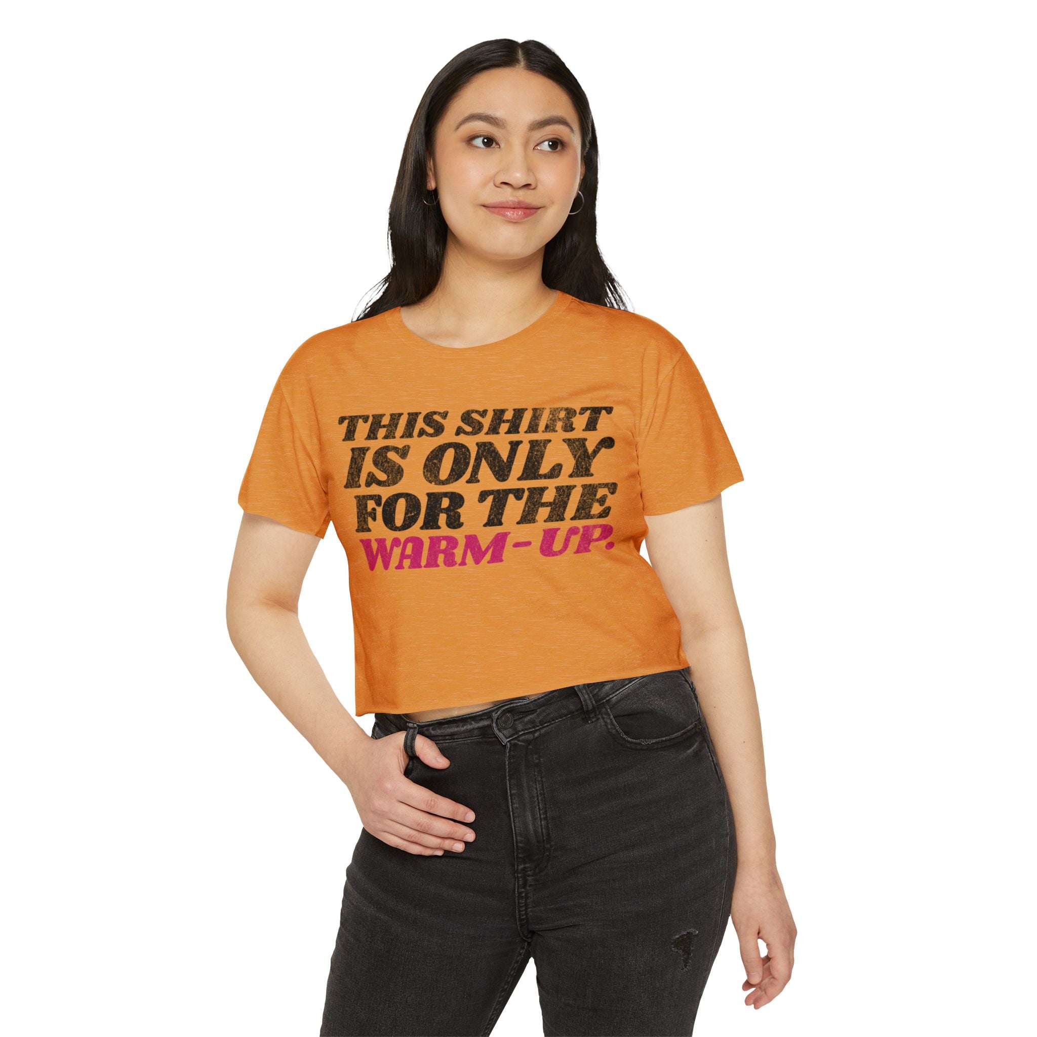 This Shirt Is Only for the Warm Up Crop T-shirt Funny Crossfit Top Women Fitness Motivation Tee Gym Workout Wear