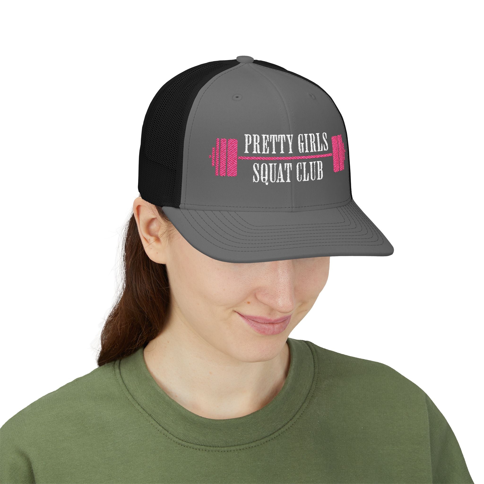 Pretty Girls Squat Club Snapback Cap | Embroidered Fitness Trucker Hat