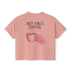 But First Coffee Skeleton Crop Top | Pretty Girls Squat Club Boxy Tee