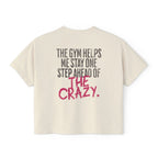 The Gym Helps Me Boxy T-shirt | Funny Women's Gym Crop T-shirt