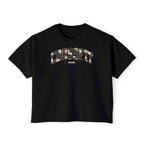 Crossfit Mom Dark Floral Boxy Tee | Fit Mama Workout Crop Top