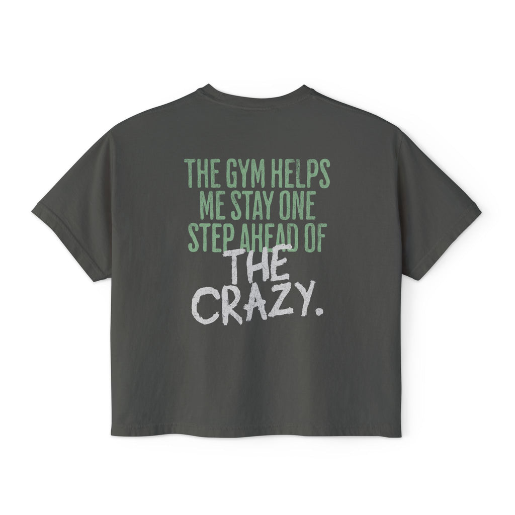 The Gym Helps Me Boxy T-shirt | Funny Women's Gym Crop T-shirt