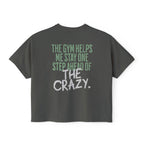 The Gym Helps Me Boxy T-shirt | Funny Women's Gym Crop T-shirt